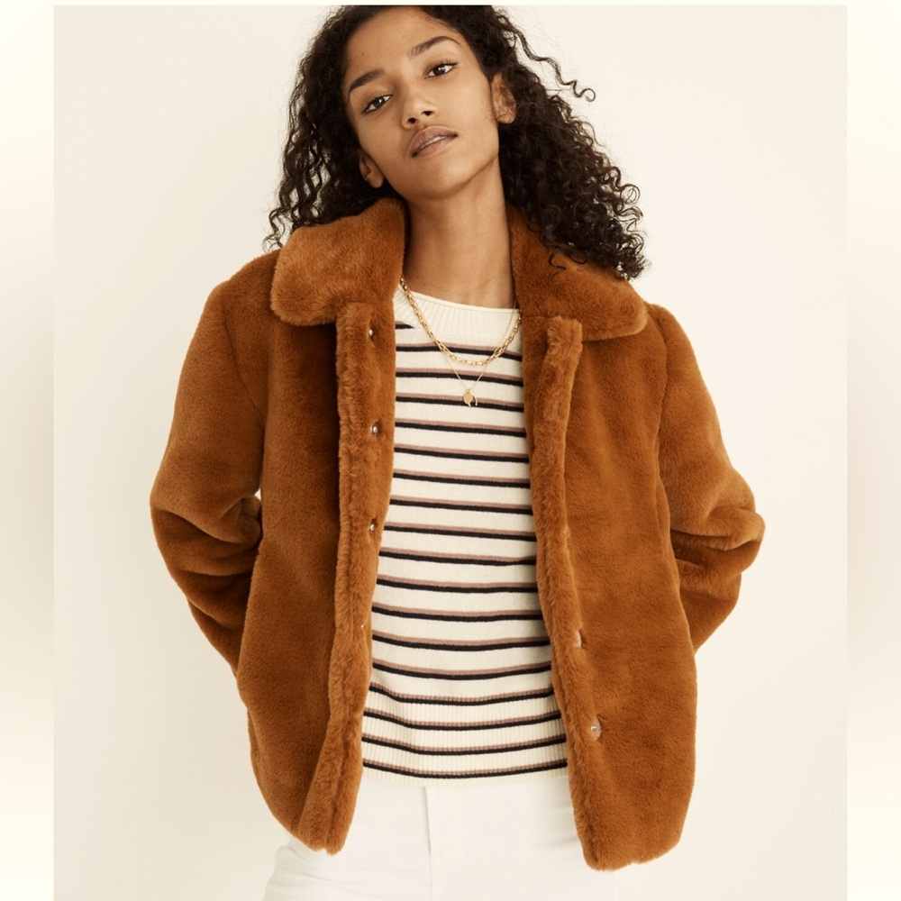 NWT Madewell Faux-Fur Crop Coat- size L